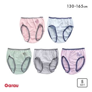ガロー Garau ショーツ キッズ ジュニア 女の子 5枚セット アウトゴム ワンポイント入り くすみカラー 綿100％ 130 140 150 160 165
