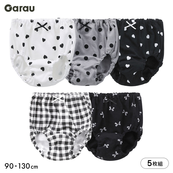 ガロー Garau キッズ ジュニア ショーツ 5枚セット 色柄いろいろ 女の子 女児 女子 ガールズ 綿100％ 90 100 110 120 130