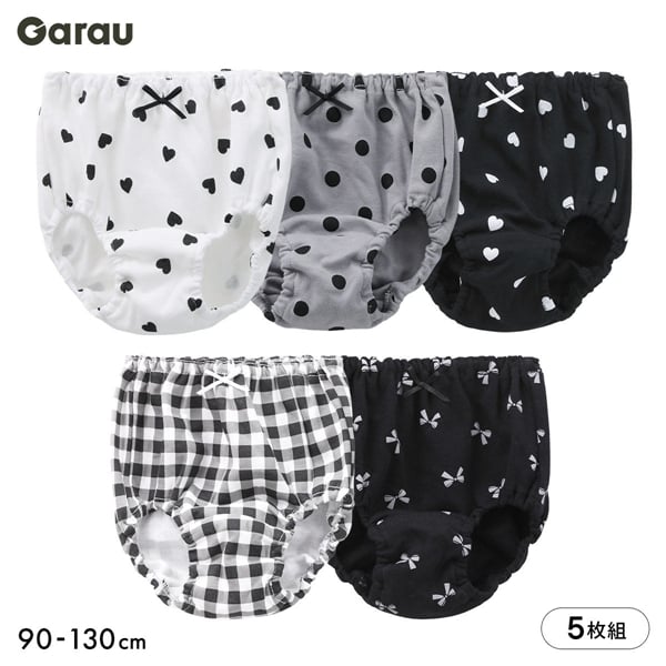 ガロー Garau キッズ ジュニア ショーツ 5枚セット 色柄いろいろ 女の子 女児 女子 ガールズ 綿100％ 90 100 110 120 130