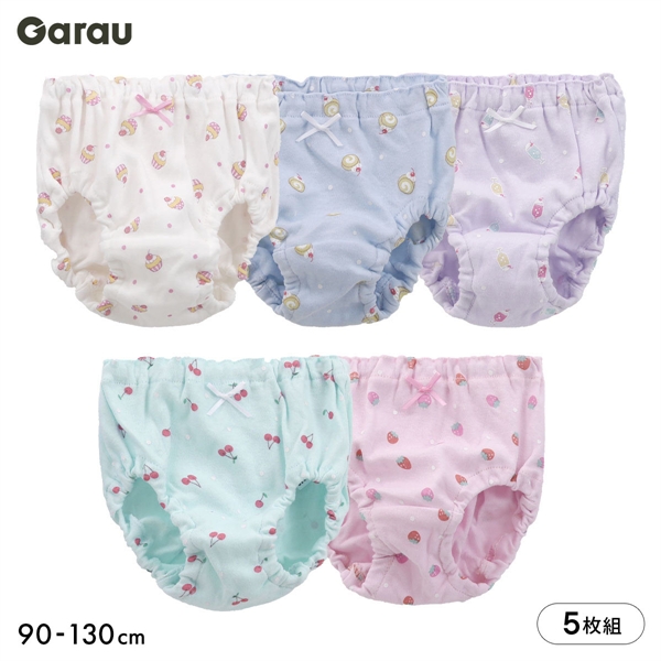 ガロー Garau キッズ ジュニア ショーツ 5枚セット 色柄いろいろ 女の子 女児 女子 ガールズ 綿100％ 90 100 110 120 130