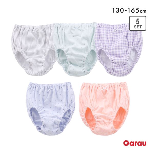 ガロー 女児 綿100％ ショーツ 5枚セット キッズ ジュニア 130 140 150 160 165 女子 女の子 小学生 パンツ コットン Garau