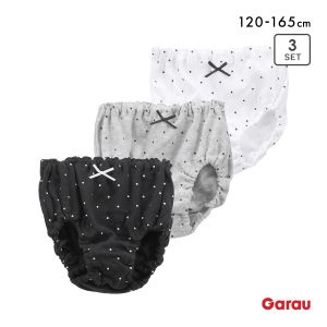 ガロー 女児 モノトーンドット 綿100％ ショーツ 3枚セット キッズ ジュニア 120 130 140 150 160 165 女の子 小学生 パンツ Garau