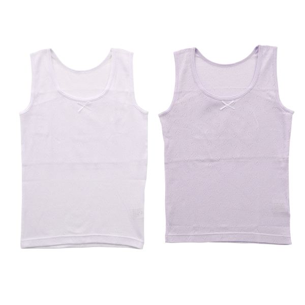 ガロー Garau 胸二重 タンクトップ インナー キッズ ジュニア 女の子 サラサラコットン 2枚セット 120 130 140 150 160 綿100％