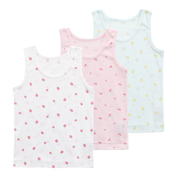 ガロー Garau タンクトップ インナー キッズ ジュニア 女の子 3枚セット 綿100％ フルーツ総柄 100 110 120 130 140