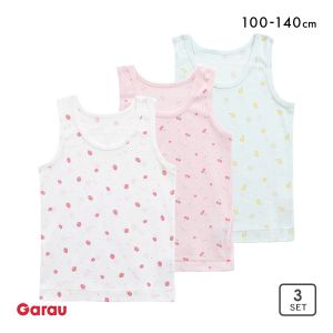 ガロー Garau タンクトップ インナー キッズ ジュニア 女の子 3枚セット 綿100％ フルーツ総柄 100 110 120 130 140