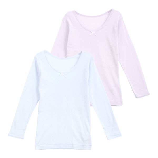 ガロー 女児 胸2重 長袖シャツ 2枚セット キッズ ジュニア 綿100％ インナー 130 140 150 160 Garau