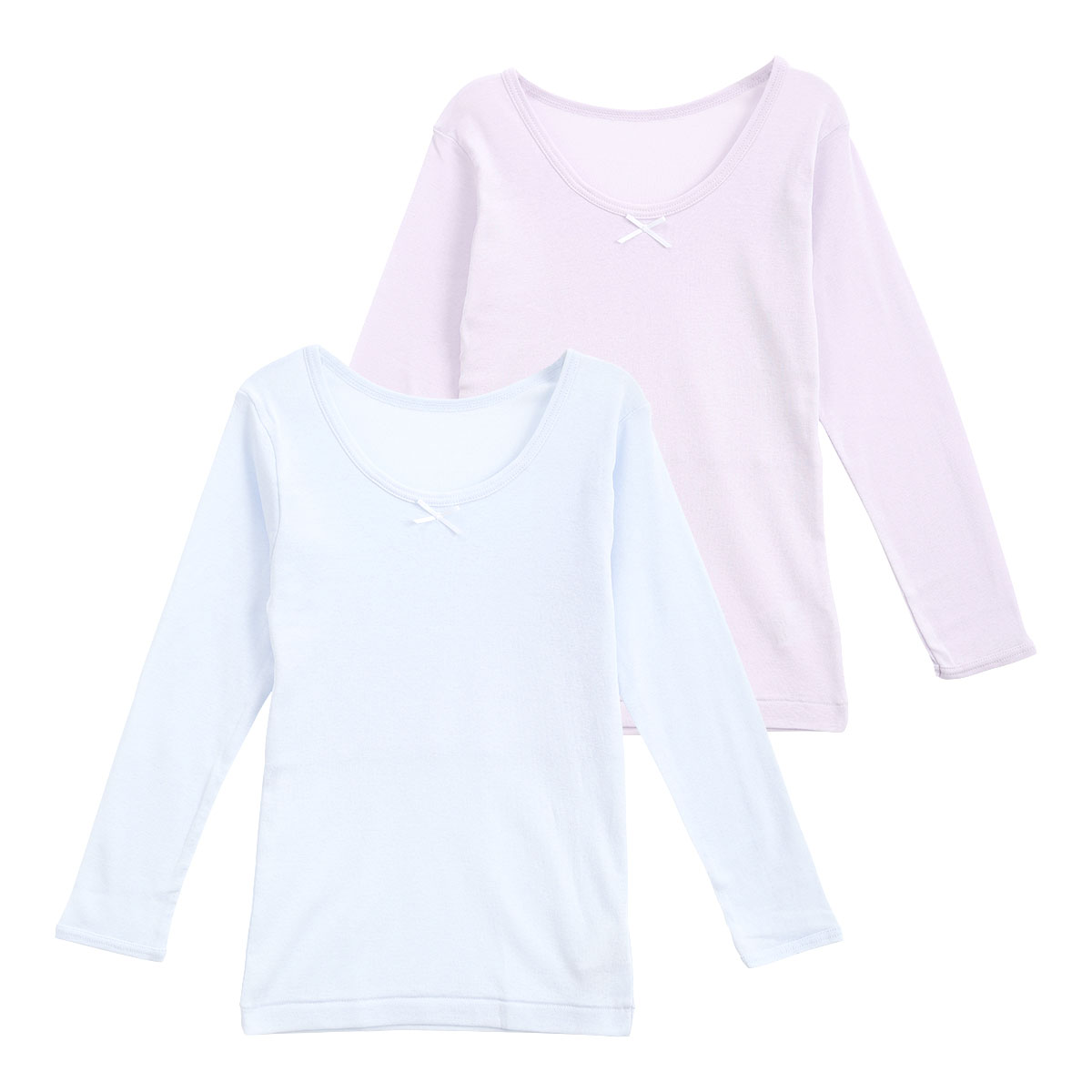 ガロー 女児 胸2重 長袖シャツ 2枚セット キッズ ジュニア 綿100％ インナー 130 140 150 160 Garau(Set-130)