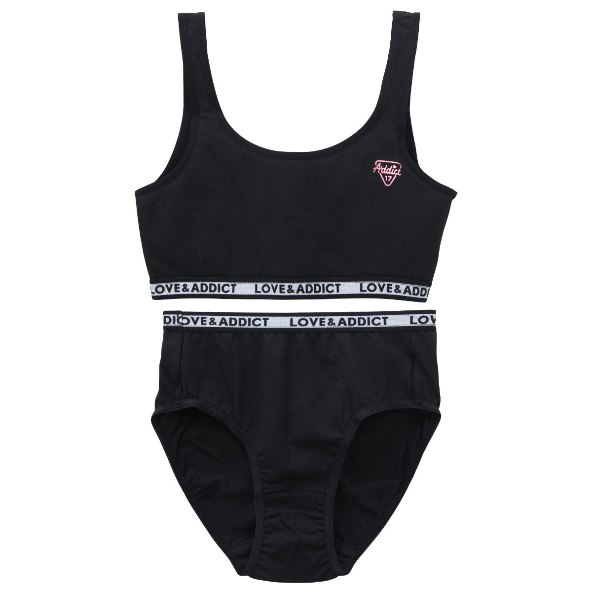 ガロー Garau ブラジャー ノンワイヤー ハーフトップ ショーツ セット キッズ ジュニア 460269 ソフトカップ付き(BK-ブラック-150)