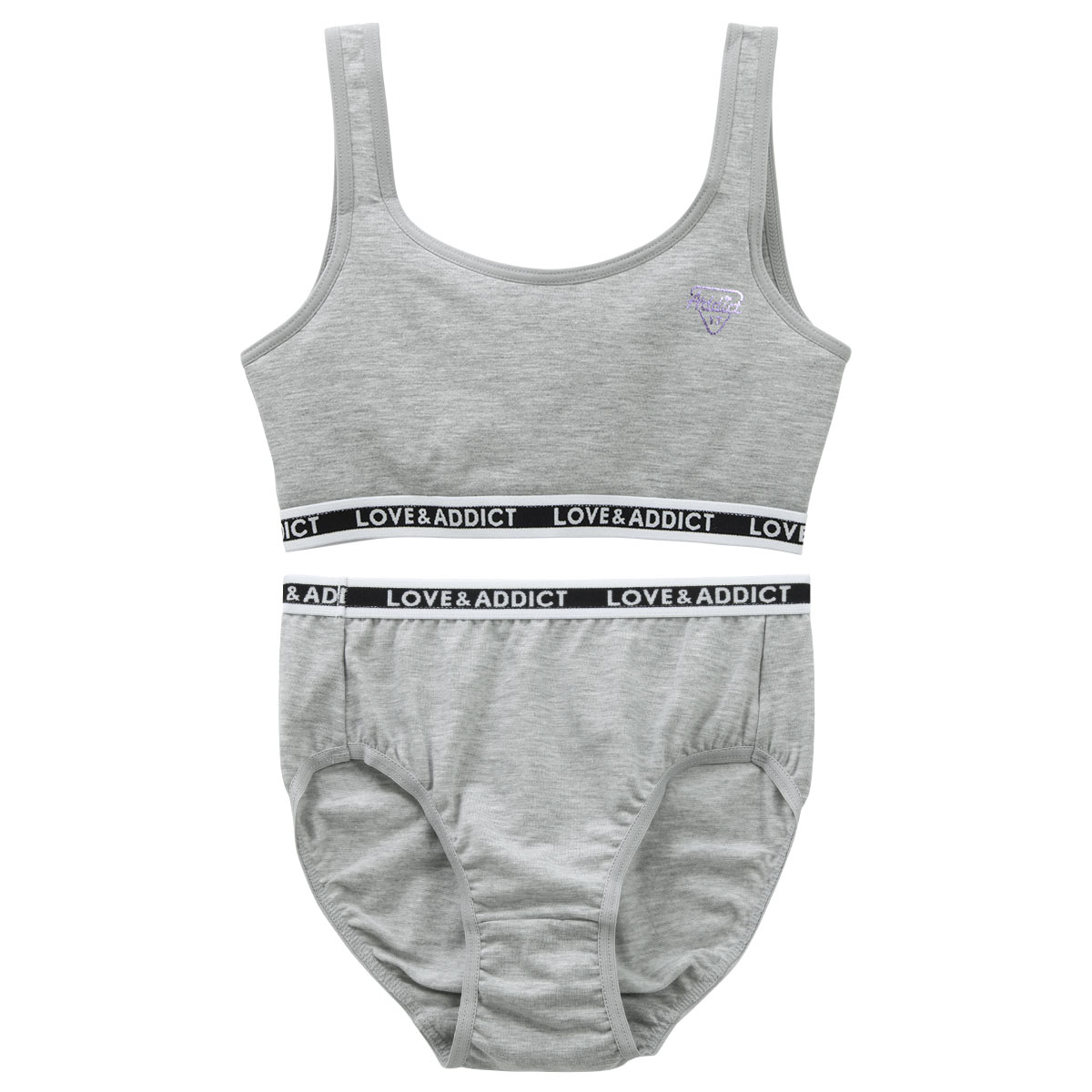 ガロー Garau ブラジャー ノンワイヤー ハーフトップ ショーツ セット キッズ ジュニア 460269 ソフトカップ付き(GY-グレー-150)
