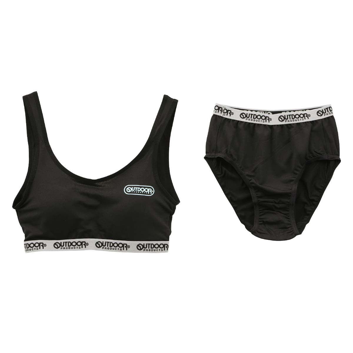 ガロー Garau アウトドアプロダクツ OUTDOOR PRODUCTS ハーフトップ モールドカップ付き ショーツ 上下セット キッズ ジュニア 女の子(BK-ブラック-150)