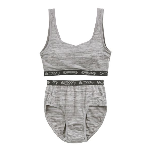 アウトドアプロダクツ OUTDOOR PRODUCTS ハーフトップ モールドカップ付き ショーツ 上下セット キッズ ジュニア 女の子(GY-グレー-150)
