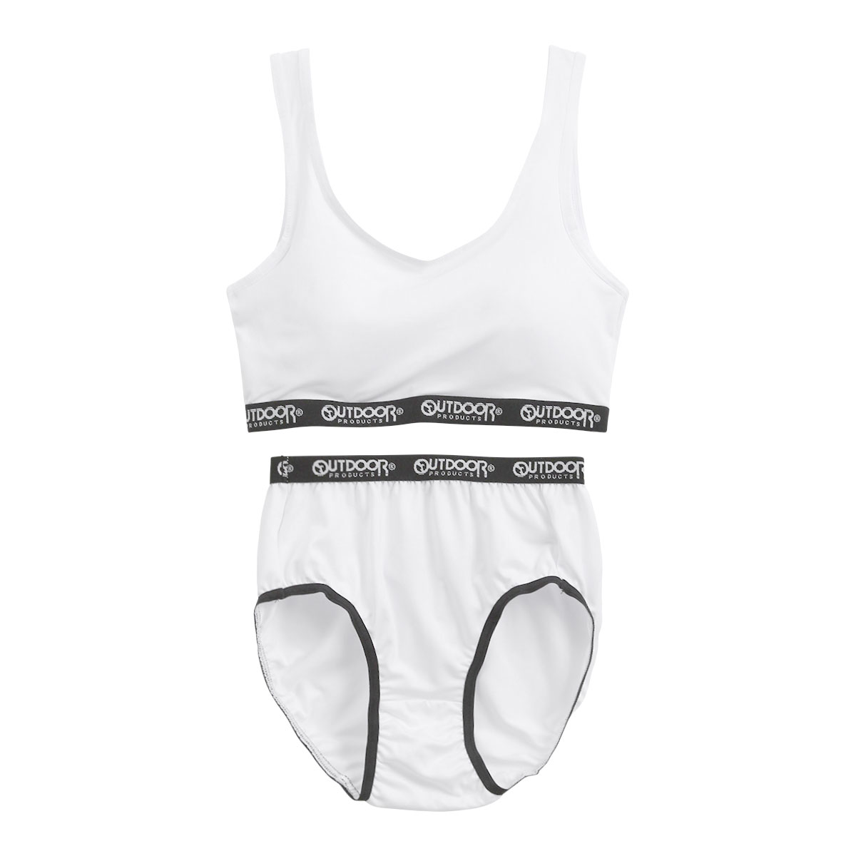 アウトドアプロダクツ OUTDOOR PRODUCTS ハーフトップ モールドカップ付き ショーツ 上下セット キッズ ジュニア 女の子(WH-ホワイト-150)