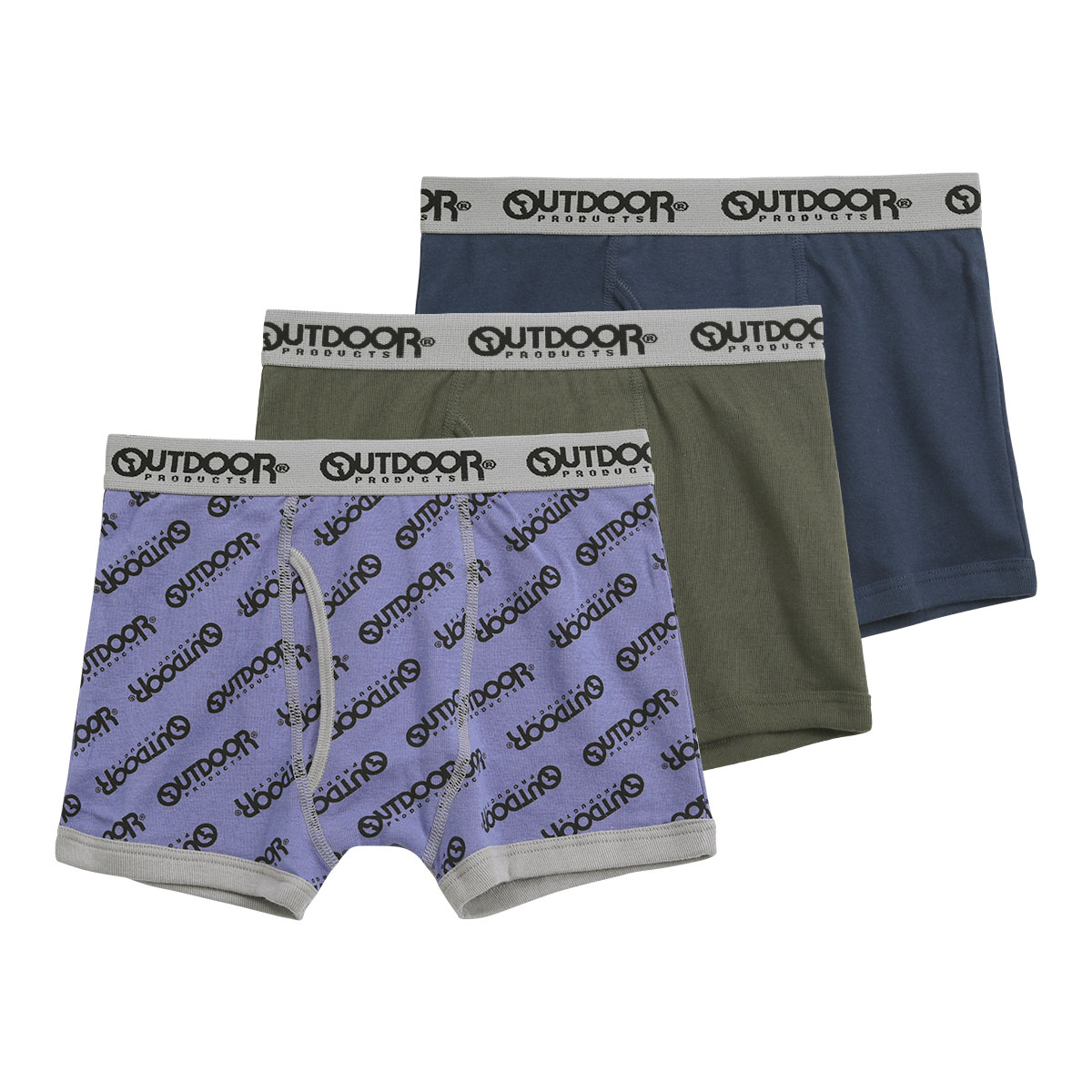 アウトドアプロダクツ OUTDOOR PRODUCTS キッズ ジュニア ボクサーパンツ 3枚セット 男児 男の子 ボーイズ 前開き(Set-130)