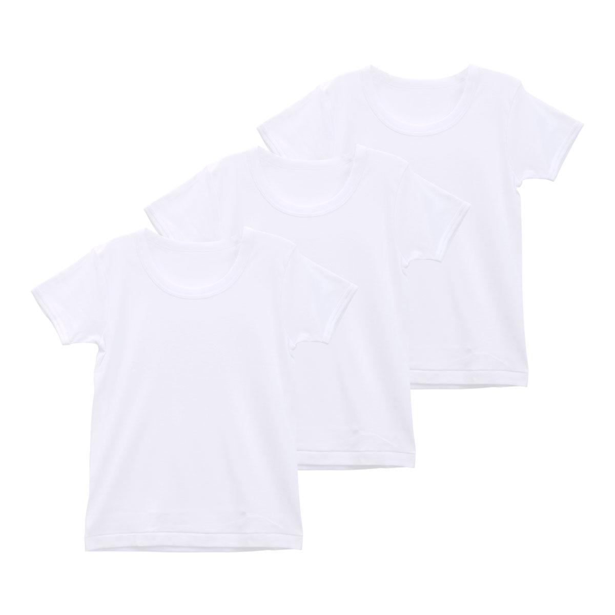 ガローGarau キッズ ジュニア 半袖 Tシャツ インナー 丸首 3枚セット 綿100％ 男児 120 130 140 150 160(WH-ホワイト-120)