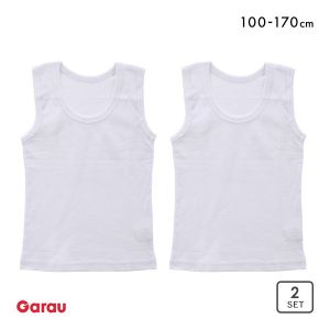 ガロー Garau タンクトップ 丸首 インナー キッズ ジュニア 男の子 2枚セット カノコ 100 110 120 130 140 150 160 170 綿100％