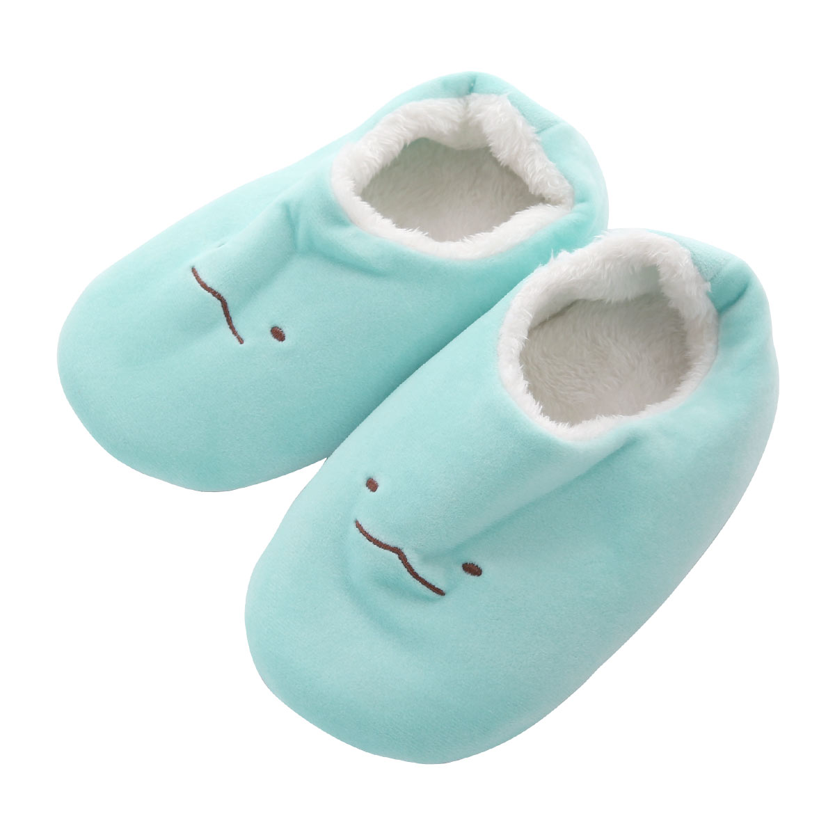 すみっコぐらし ルームシューズ スリッパ レディース もこもこ 23-25cm 秋用 冬用 しろくま ぺんぎん ねこ とかげ(SX-サックス-23-25cm)