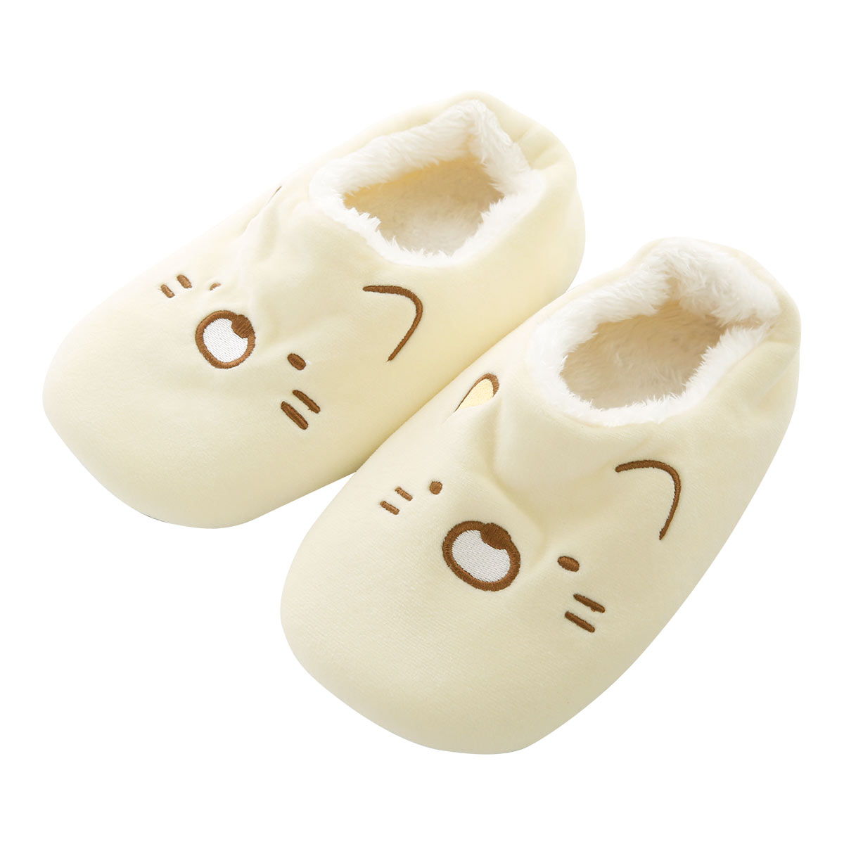 すみっコぐらし ルームシューズ スリッパ レディース もこもこ 23-25cm 秋用 冬用 しろくま ぺんぎん ねこ とかげ(OW-オフホワイト-23-25cm)