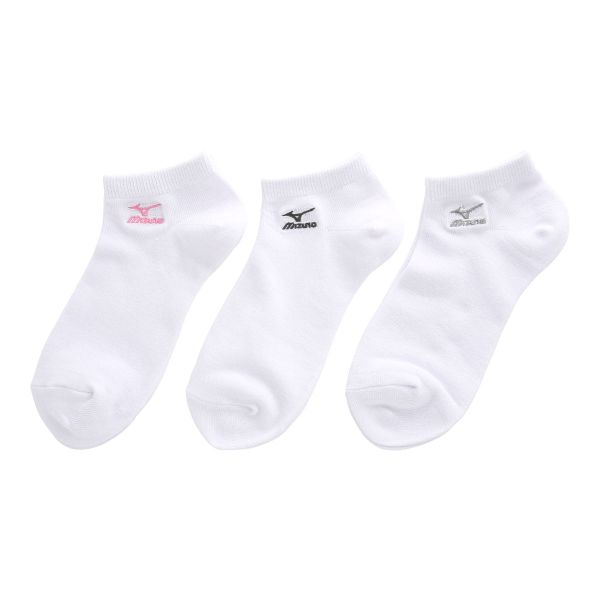 ミズノ MIZUNO ソックス スニーカー丈 靴下 3足組 白 黒 刺繍 制菌 抗菌防臭 レディース 23-25cm