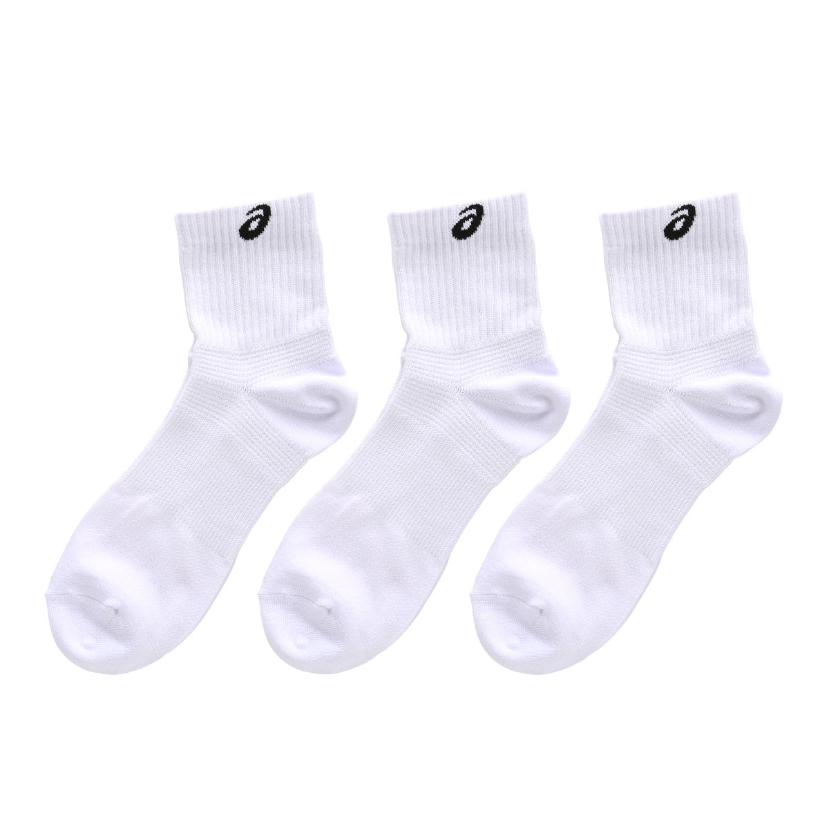 アシックス ASICS for SPORTS ソックス 靴下 ショート丈 3足組 白 黒 サポート メッシュ 24-26cm 26-28cm メンズ(Set1-24-26cm)