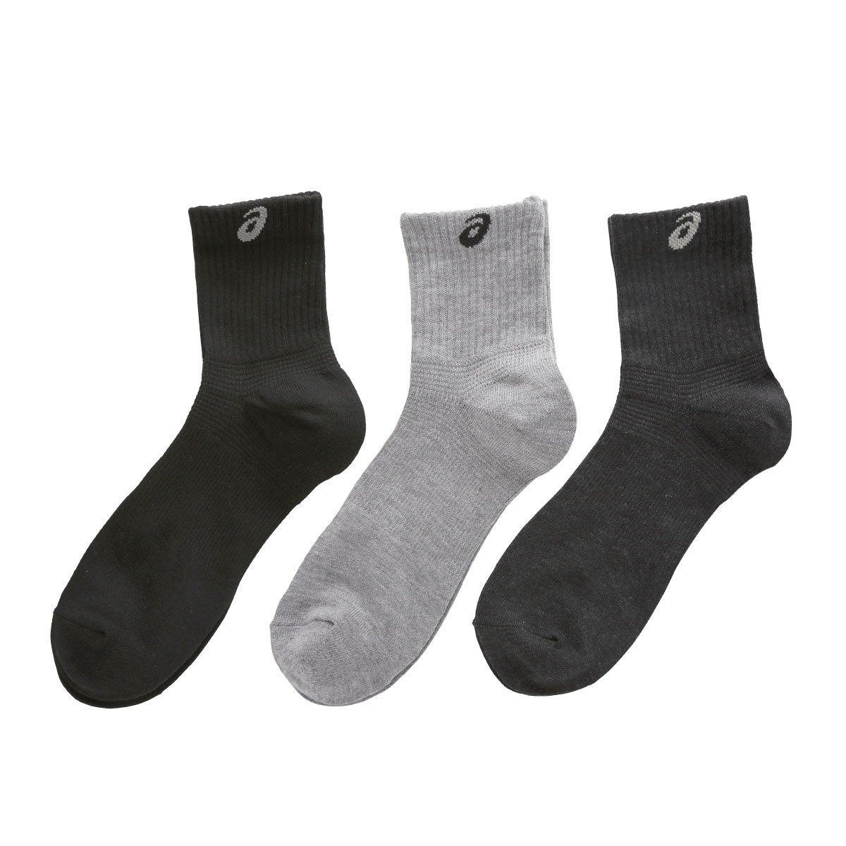 アシックス ASICS for SPORTS ソックス 靴下 ショート丈 3足組 白 黒 サポート メッシュ 24-26cm 26-28cm メンズ(Set2-24-26cm)