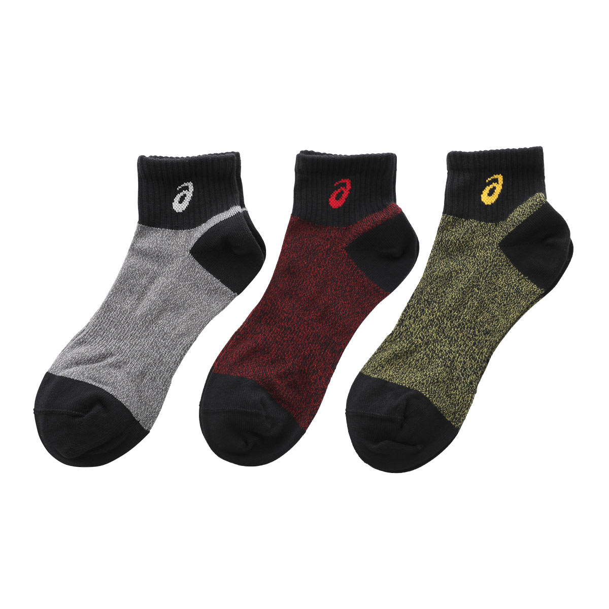 アシックス ASICS TOUGH HARD ソックス 靴下 ショート丈 3足組 高耐久 サポート 杢 メンズ 24-26cm 26-28cm(Set-24-26cm)
