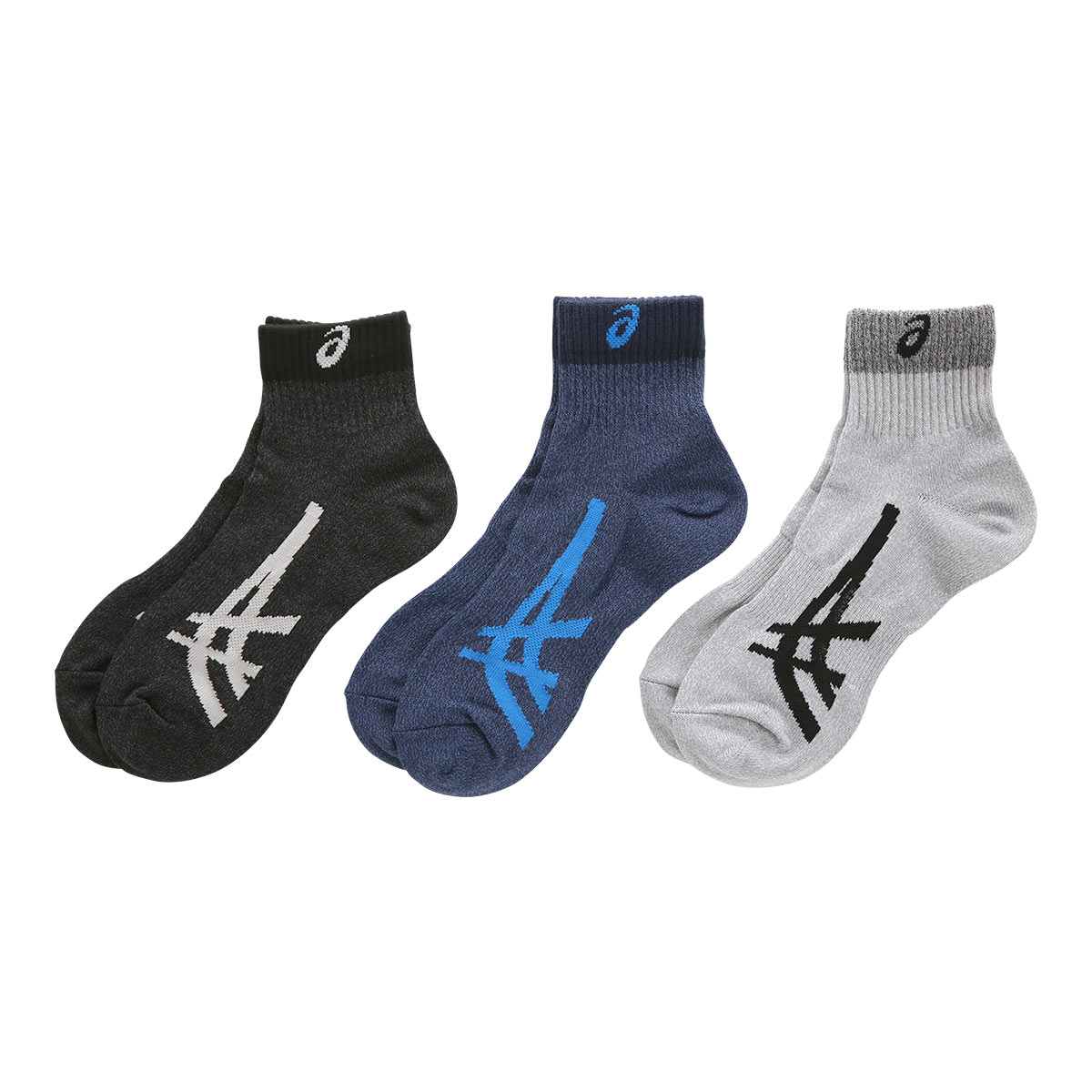 アシックス ASICS CLEAN DEO ソックス 靴下 ショート丈 3足組 消臭 高耐久 サポート 24-26cm 26-28cm メンズ(Set-24-26cm)