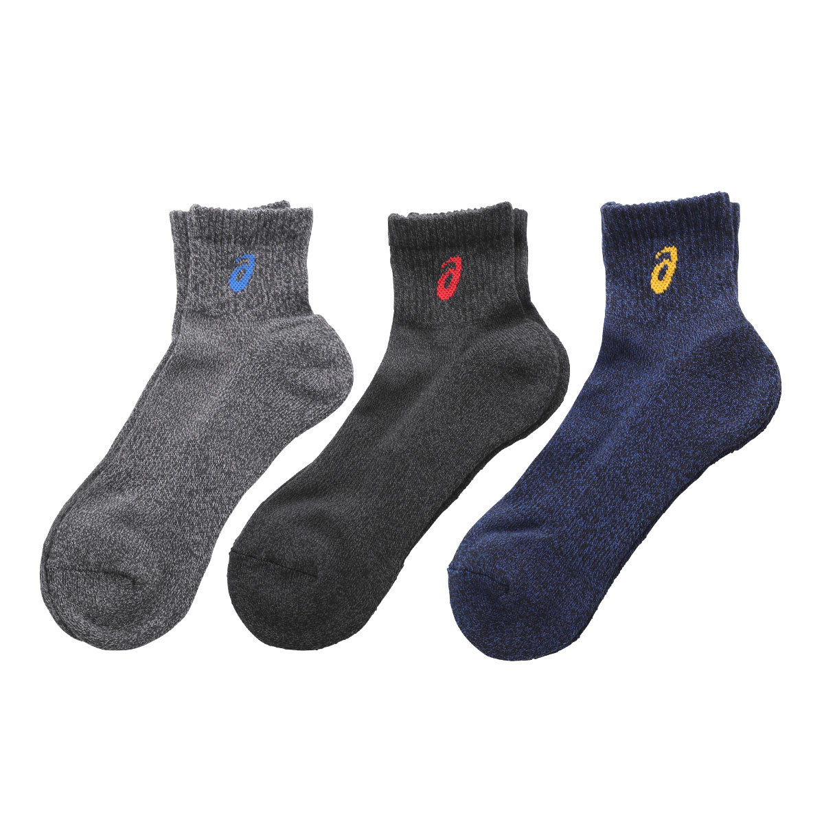 アシックス ASICS TOUGH HARD ショート丈 ソックス 靴下 メンズ スポーツ 3足組 24-26cm 26-28cm(Set-24-26cm)