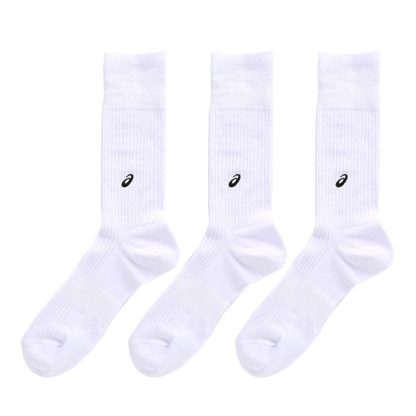 アシックス ASICS ソックス 靴下 クルー丈 3足組 白 黒 刺繍 サポート 高耐久 抗菌防臭 24-26cm 26-28cm メンズ