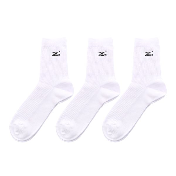 ミズノ MIZUNO ソックス 靴下 クルー丈 3足組 リブ 刺繍 高耐久 サポート メンズ 24-26cm 26-28cm 28-30cm