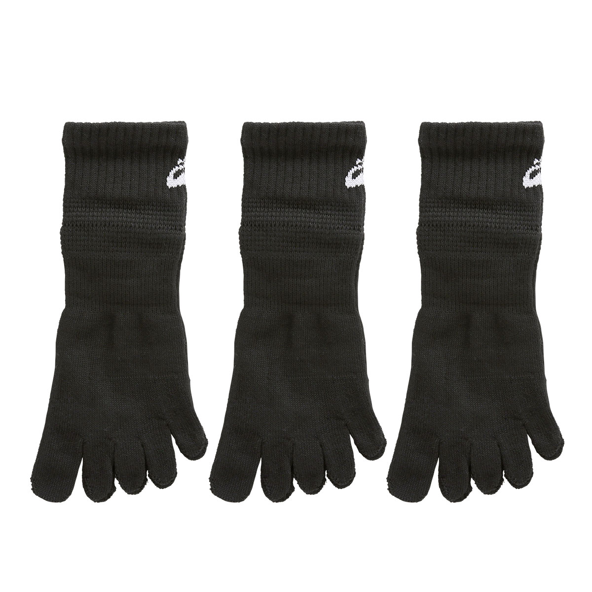 アシックス ASICS for SPORTS ソックス 靴下 ショート丈 5本指 3足組 サポート メッシュ 抗菌防臭 24-26cm 26-28cm メンズ(BK-ブラック-24-26cm)