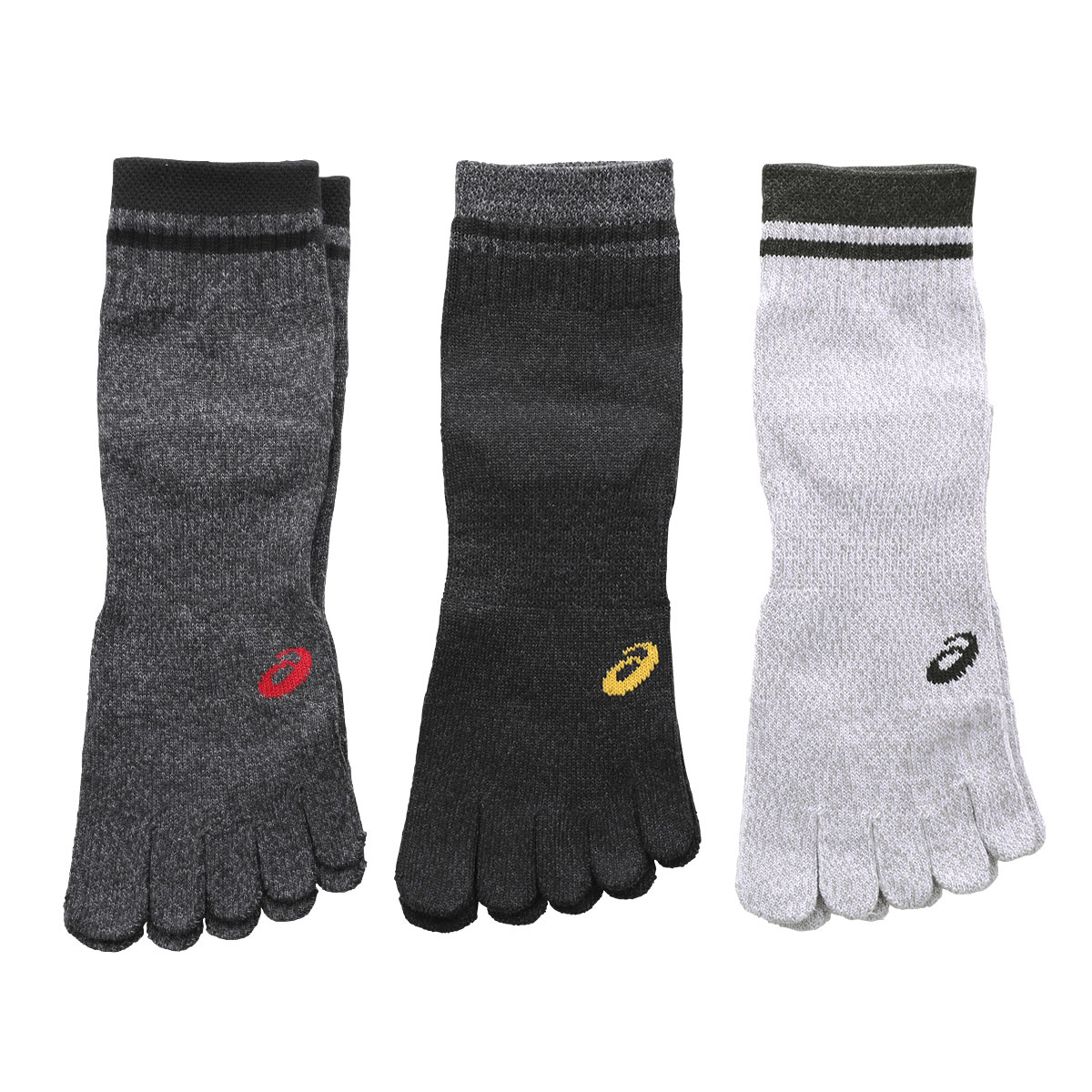 アシックス ASICS TOUGH HARD ソックス 靴下 ショート丈 5本指 3足組 サポート 高耐久 24-26cm 26-28cm メンズ(Set-24-26cm)