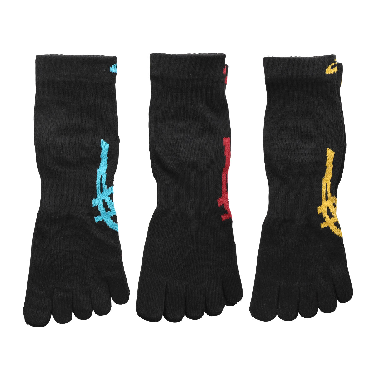 アシックス ASICS TOUGH HARD ソックス 靴下 ショート丈 5本指 3足組 サポート 高耐久 24-26cm 26-28cm メンズ(Set-24-26cm)