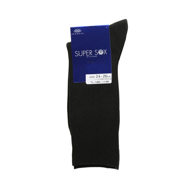 スーパーソックス リブ柄 クルー丈 ムレない におわない 靴下 23-25cm 24-26cm 26-28cm SUPER SOX