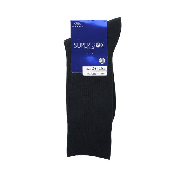 スーパーソックス リブ柄 クルー丈 ムレない におわない 靴下 23-25cm 24-26cm 26-28cm SUPER SOX