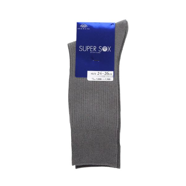 スーパーソックス リブ柄 クルー丈 ムレない におわない 靴下 23-25cm 24-26cm 26-28cm SUPER SOX
