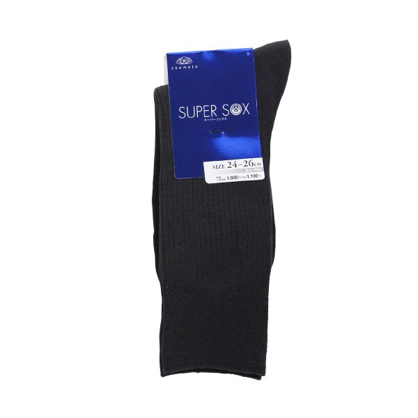 スーパーソックス リブ柄 クルー丈 ムレない におわない 靴下 23-25cm 24-26cm 26-28cm SUPER SOX