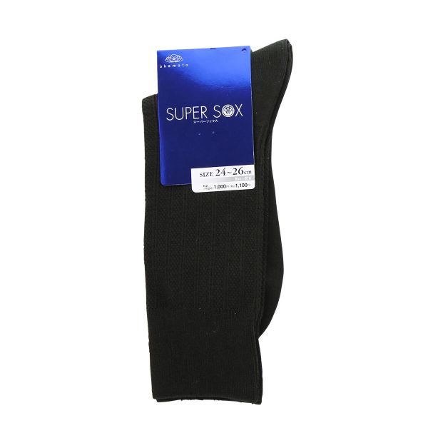 スーパーソックス ストライプ柄 クルー丈 ムレない におわない 靴下 23-25cm 24-26cm 26-28cm SUPER SOX