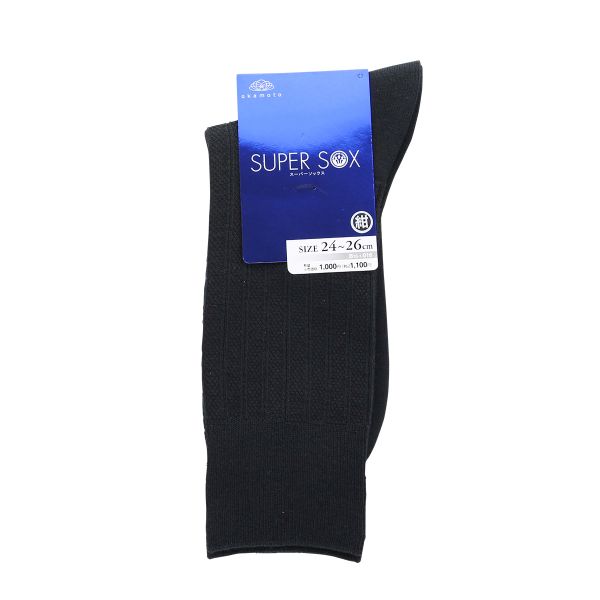 スーパーソックス ストライプ柄 クルー丈 ムレない におわない 靴下 23-25cm 24-26cm 26-28cm SUPER SOX