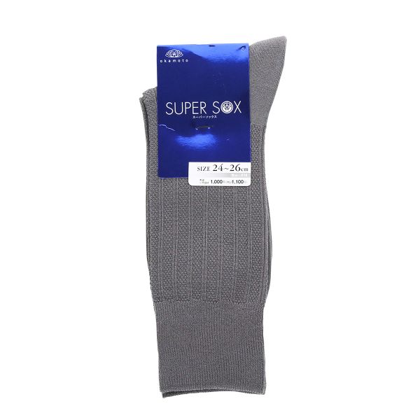 スーパーソックス ストライプ柄 クルー丈 ムレない におわない 靴下 23-25cm 24-26cm 26-28cm SUPER SOX