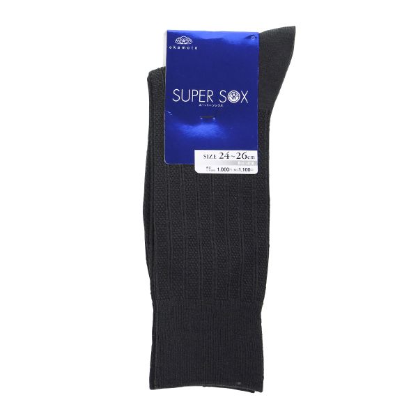 スーパーソックス ストライプ柄 クルー丈 ムレない におわない 靴下 23-25cm 24-26cm 26-28cm SUPER SOX