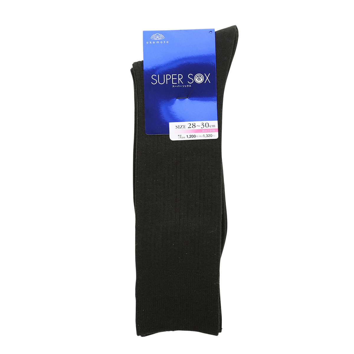 スーパーソックス リブ柄 クルー丈 ムレない におわない 靴下 大きいサイズ 28-30cm SUPER SOX(BK-ブラック-28-30cm)