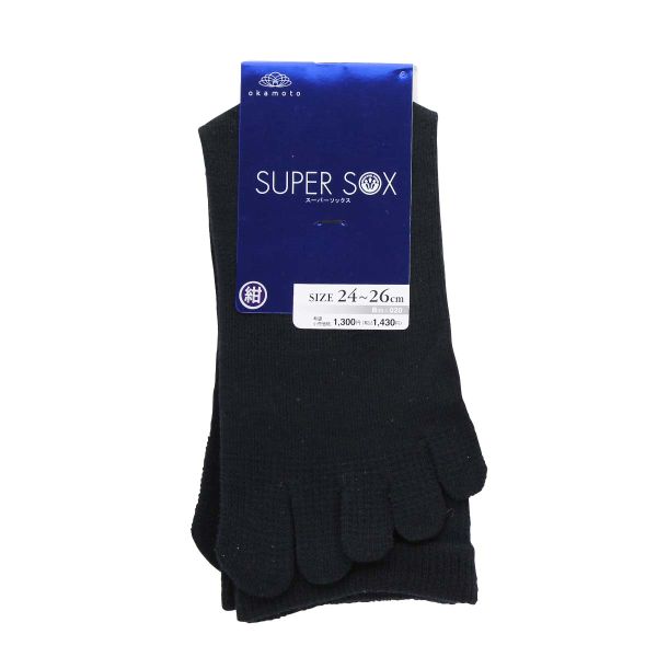 スーパーソックス 5本指 クルー丈 ムレない におわない 靴下 23-25cm 24-26cm 26-28cm SUPER SOX