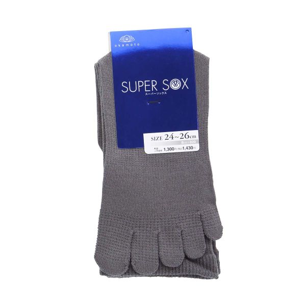 スーパーソックス 5本指 クルー丈 ムレない におわない 靴下 23-25cm 24-26cm 26-28cm SUPER SOX