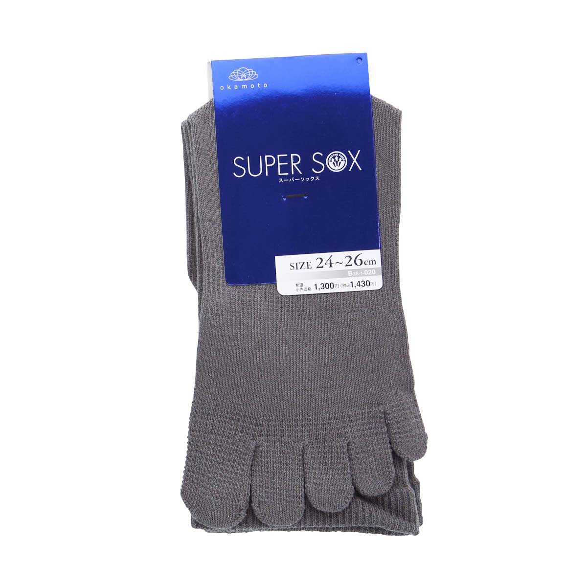 スーパーソックス 5本指 クルー丈 ムレない におわない 靴下 23-25cm 24-26cm 26-28cm SUPER SOX(DGY-濃グレー-23-25cm)