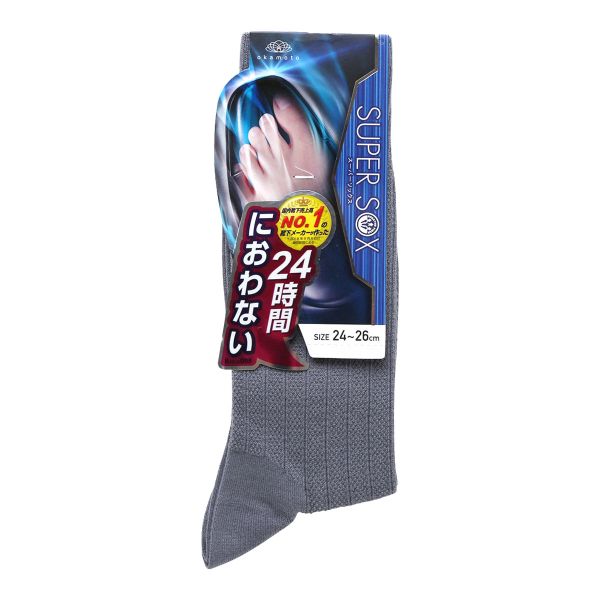 スーパーソックス SUPER SOX ストライプ クルー丈 ソックス ムレない におわない 靴下 23-25cm 24-26cm 26-28cm