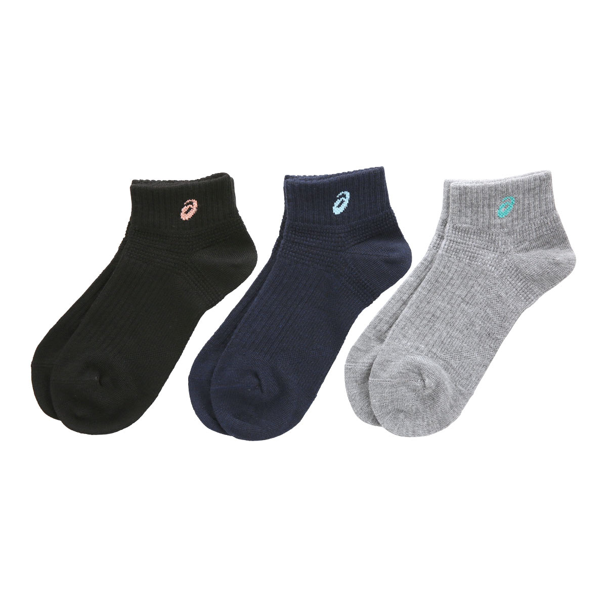 アシックス ASICS キッズ ソックス 靴下 スニーカー丈 3足組 抗菌防臭 カラー ジュニア スクール 19-21cm 22-24cm(Set-19-21cm)