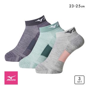 ミズノ MIZUNO RUN&WALK ソックス スニーカー丈 靴下 足底パイル 甲メッシュ レディース 23-25cm