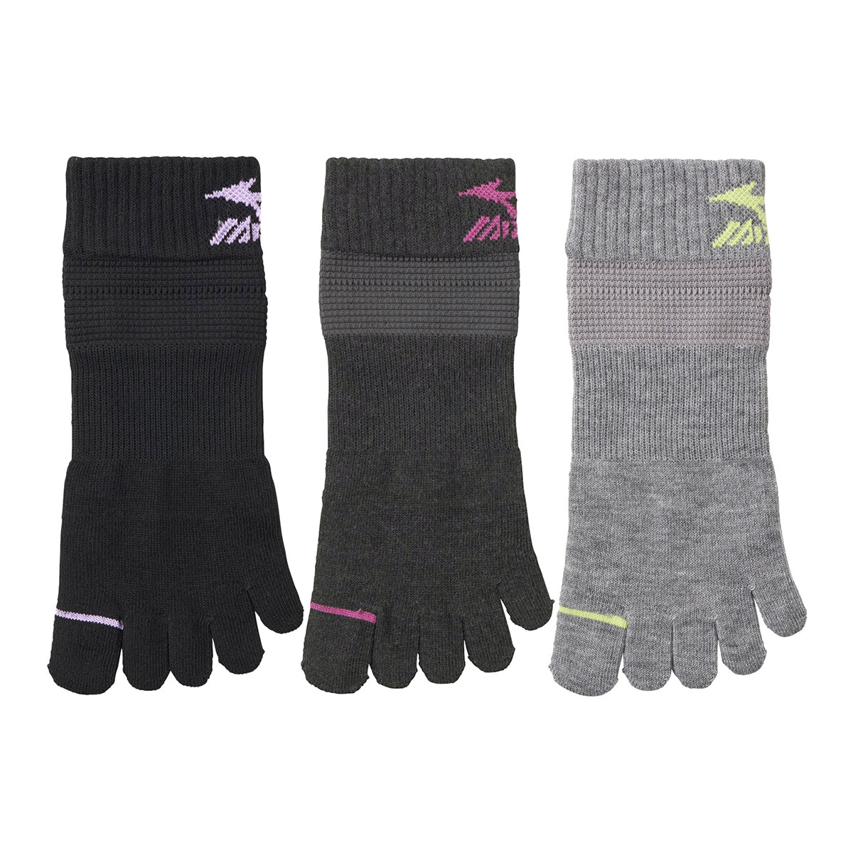 ミズノ MIZUNO RUN&WALK ソックス スニーカー丈 靴下 3足組 5本指 サポート スポーツ レディース 23-25cm(Set-23-25cm)