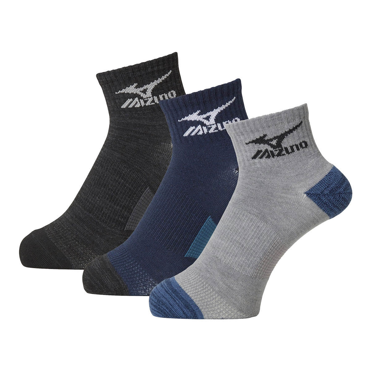 ミズノ MIZUNO RUN&WALK ソックス 靴下 ショート丈 3足組 メンズ 足底パイル サポート 24-26cm 26-28cm(Set-24-26cm)
