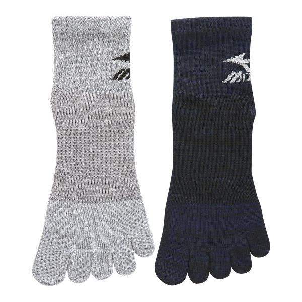 ミズノ MIZUNO WORK ソックス 靴下 ショート丈 5本指 2足組 吸汗速乾 涼感メッシュ サポート メンズ 24-26cm 26-28cm
